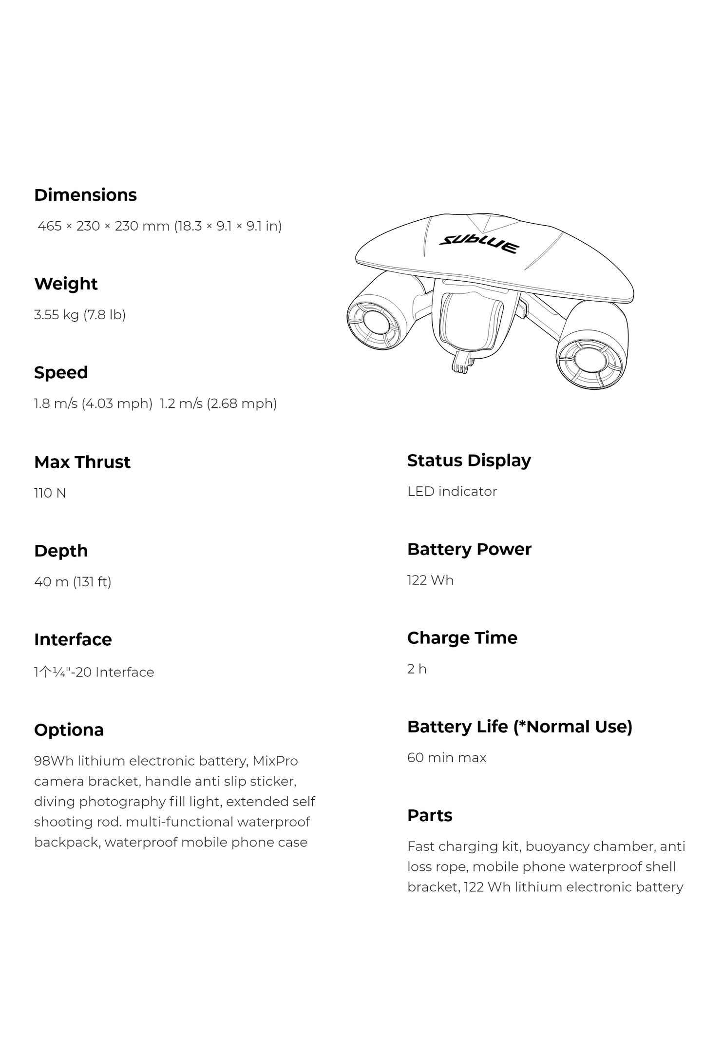 Sublue MixPro – Compact Dual-Motor Underwater Scooter with 60-Min Runtime