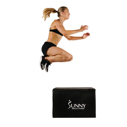 Sunny Health & Fitness 3 in 1 Weighted Pro-Plyo Box 30"/ 24"/ 20"