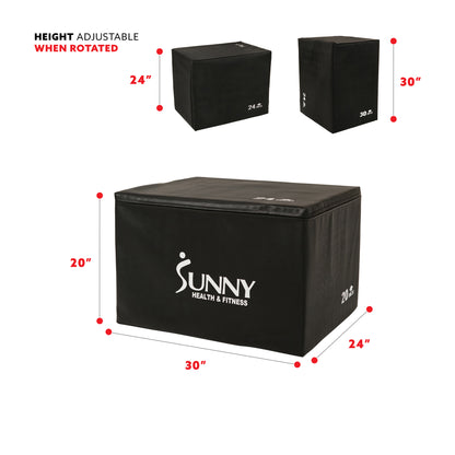 Sunny Health & Fitness 3 in 1 Weighted Pro-Plyo Box 30"/ 24"/ 20"