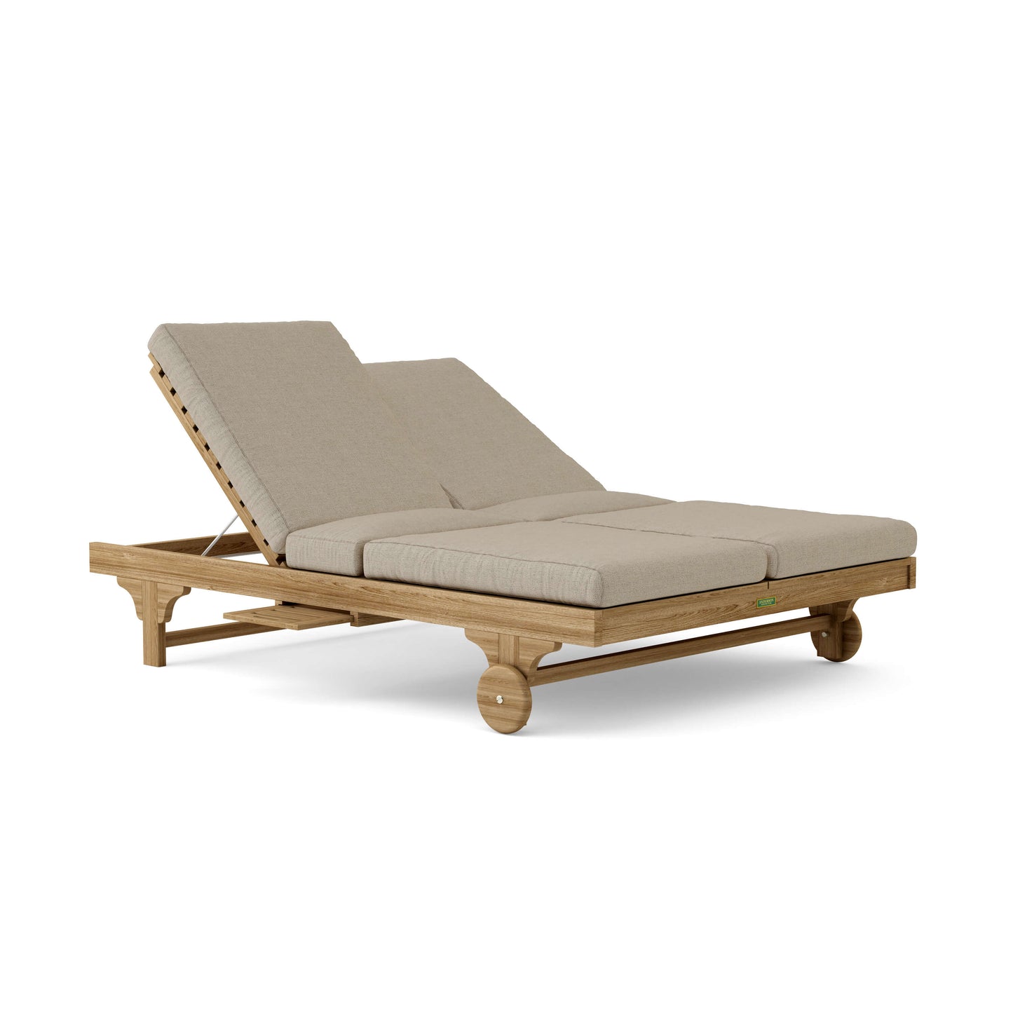 Anderson Teak BEL-AIR Double Sun Lounger – Solid Teak, Dual Position Seating, Slide-Out Trays