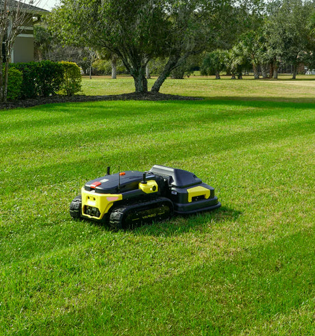 Yarbo Lawn Mower autonomous robotic mower in shaded yard – multi-sensor precise navigation among trees