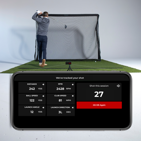 Red Stakes Golf app showing shot shape from RSG One bundle

