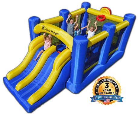 Island Hopper Racing Slide and Slam kids bounce house