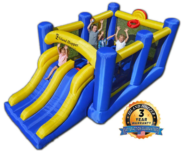 Island Hopper Racing Slide and Slam kids bounce house