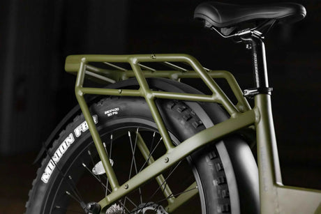 "Integrated rear rack on Rambo Rebel 2.0 SS for hunting gear"  

