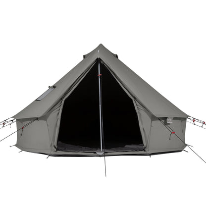 Gray tent with a black interior on a white background
