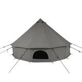 Gray tent with a circular entrance on a white background