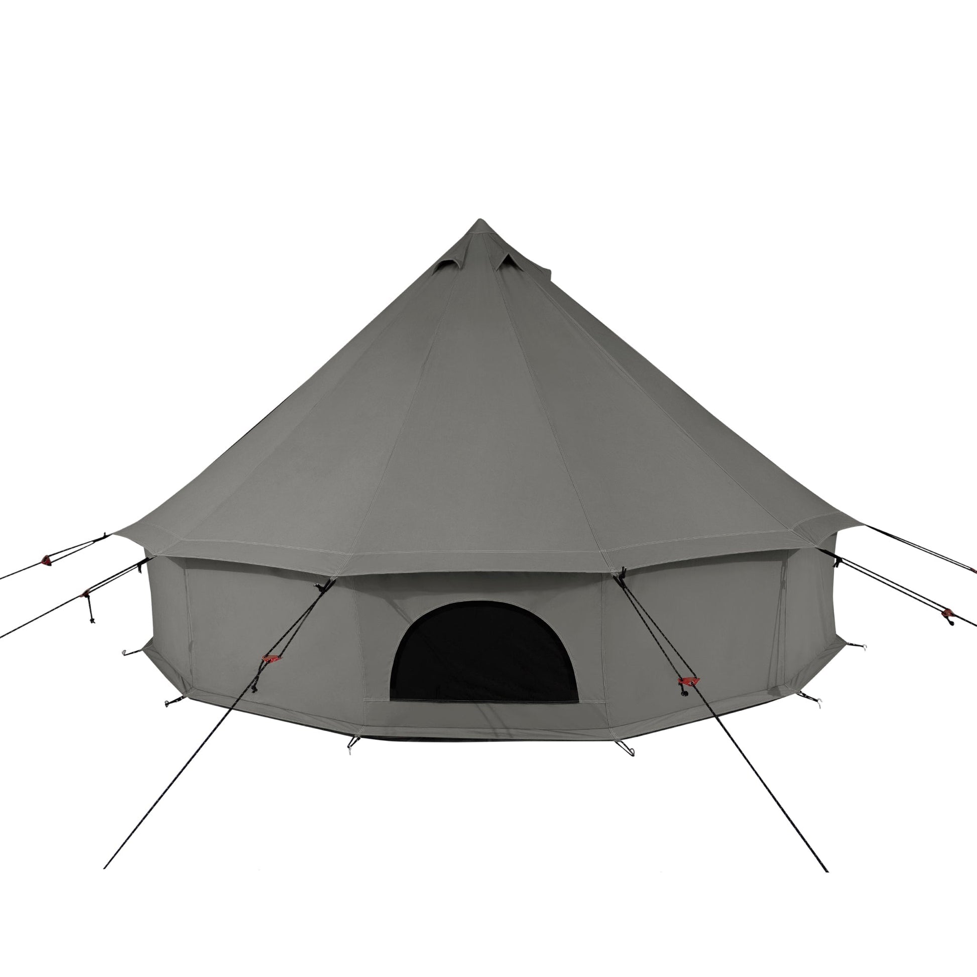 Gray tent with a circular entrance on a white background