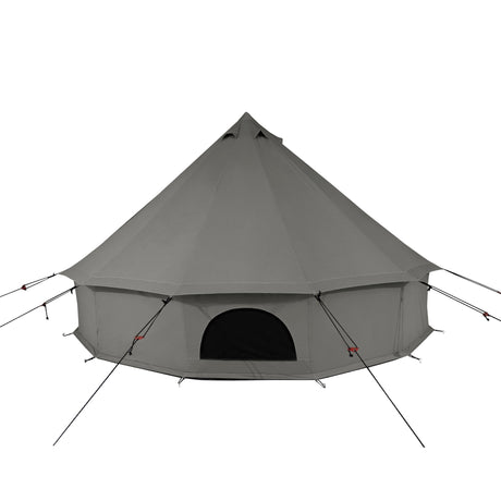 Gray tent with a circular entrance on a white background