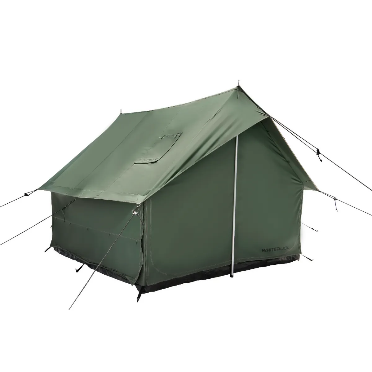 Green camping tent on a white background