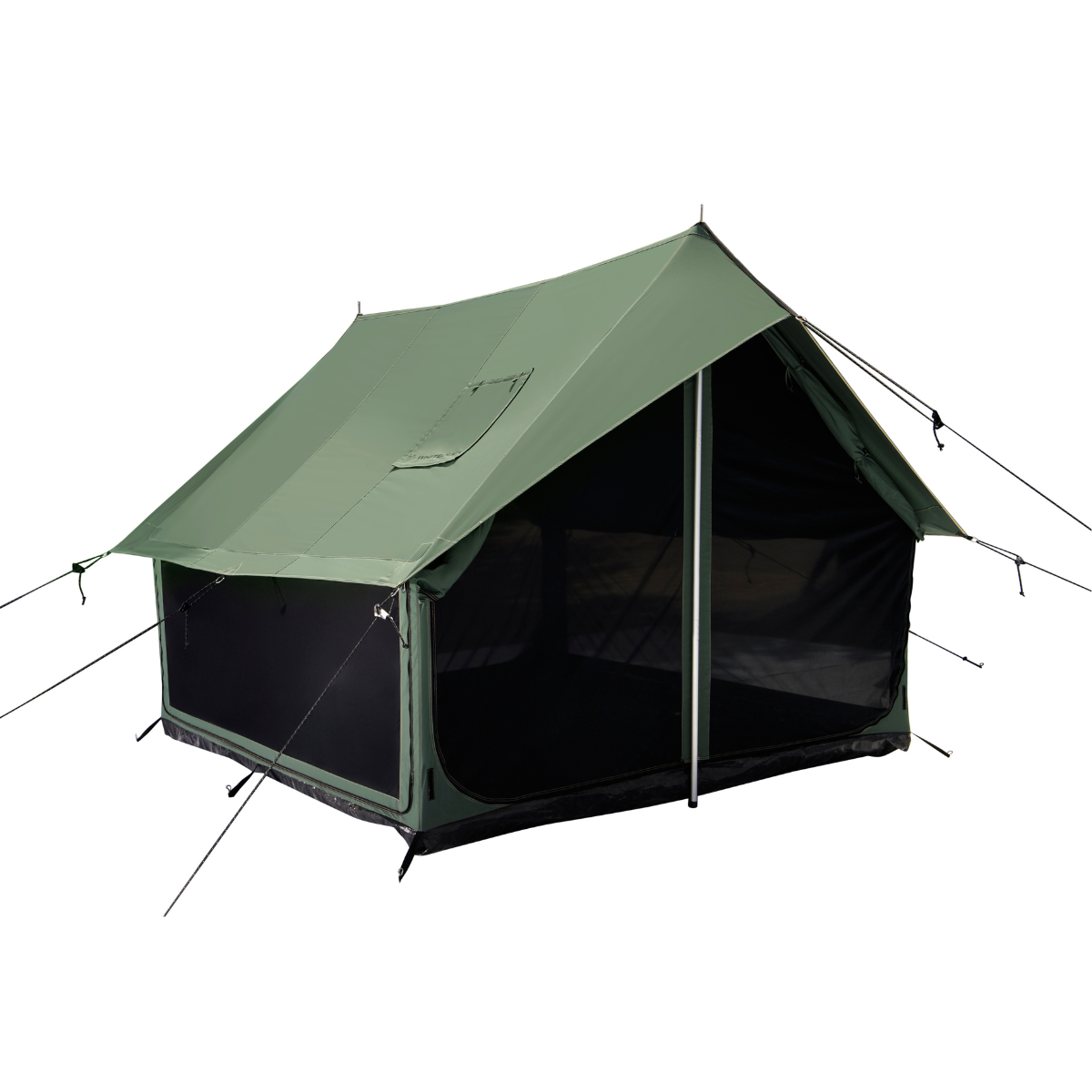 Green camping tent on a white background