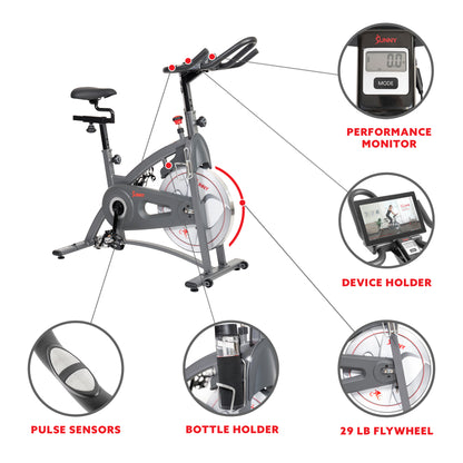 Sunny Health & Fitness Magnetic Belt Drive Indoor Cycling Bike