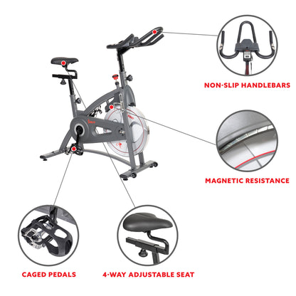 Sunny Health & Fitness Magnetic Belt Drive Indoor Cycling Bike