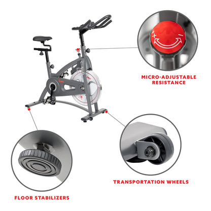 Sunny Health & Fitness Magnetic Belt Drive Indoor Cycling Bike