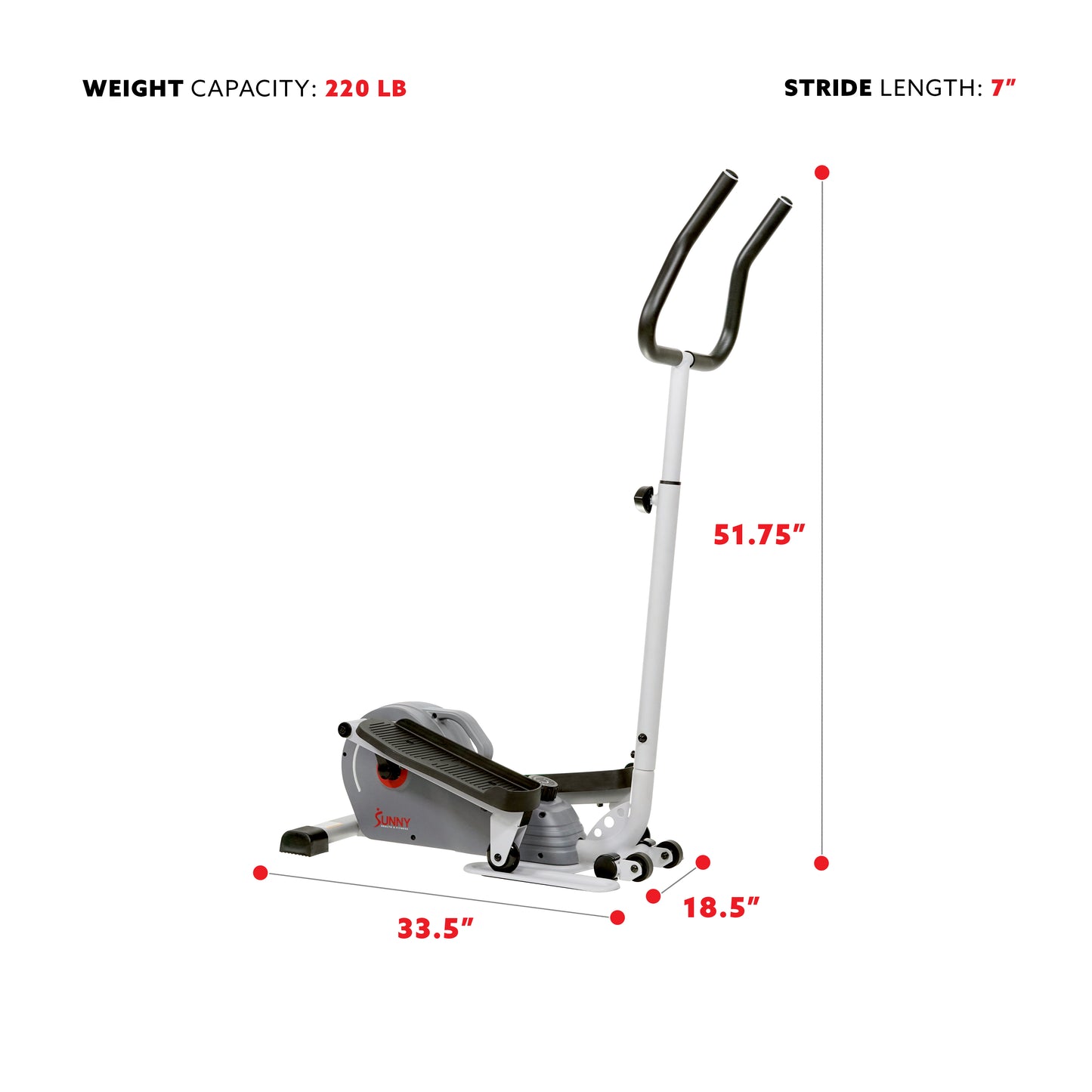 Sunny Health & Fitness Magnetic Standing Elliptical with Handlebars