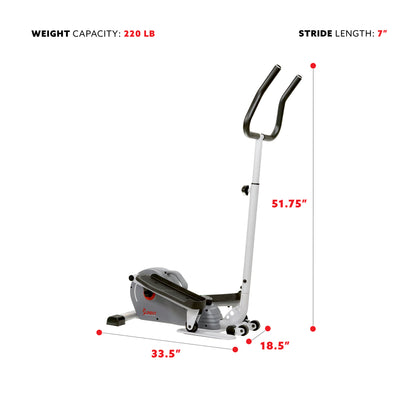 Sunny Health & Fitness Magnetic Standing Elliptical with Handlebars