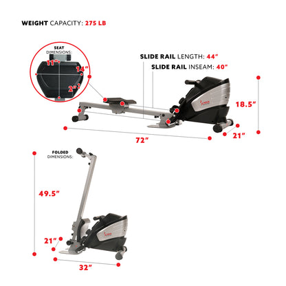 Sunny Health & Fitness SF-RW5622 Dual Function Magnetic Rowing Machine