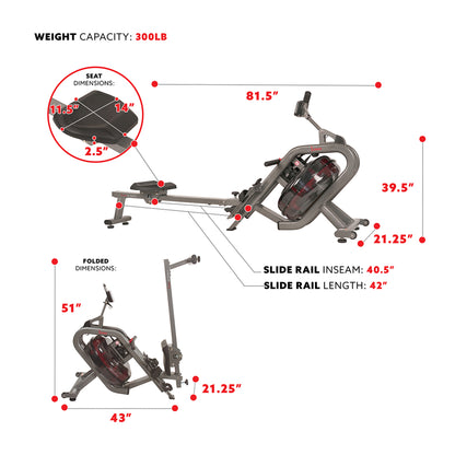 Sunny Health & Fitness Phantom Hydro Water Rowing Machine