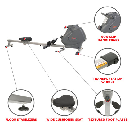 Sunny Health & Fitness Multifunction SPM Magnetic Rowing Machine