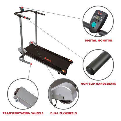 Sunny Health & Fitness Manual Walking Treadmill