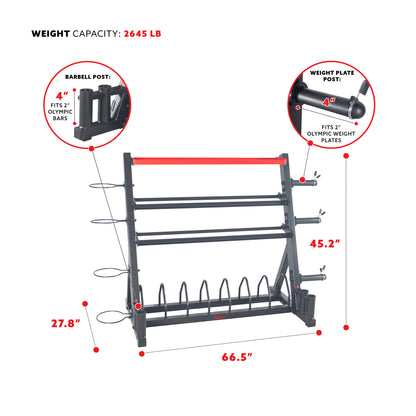 Sunny Health & Fitness All-In-One Weights Storage Rack Stand