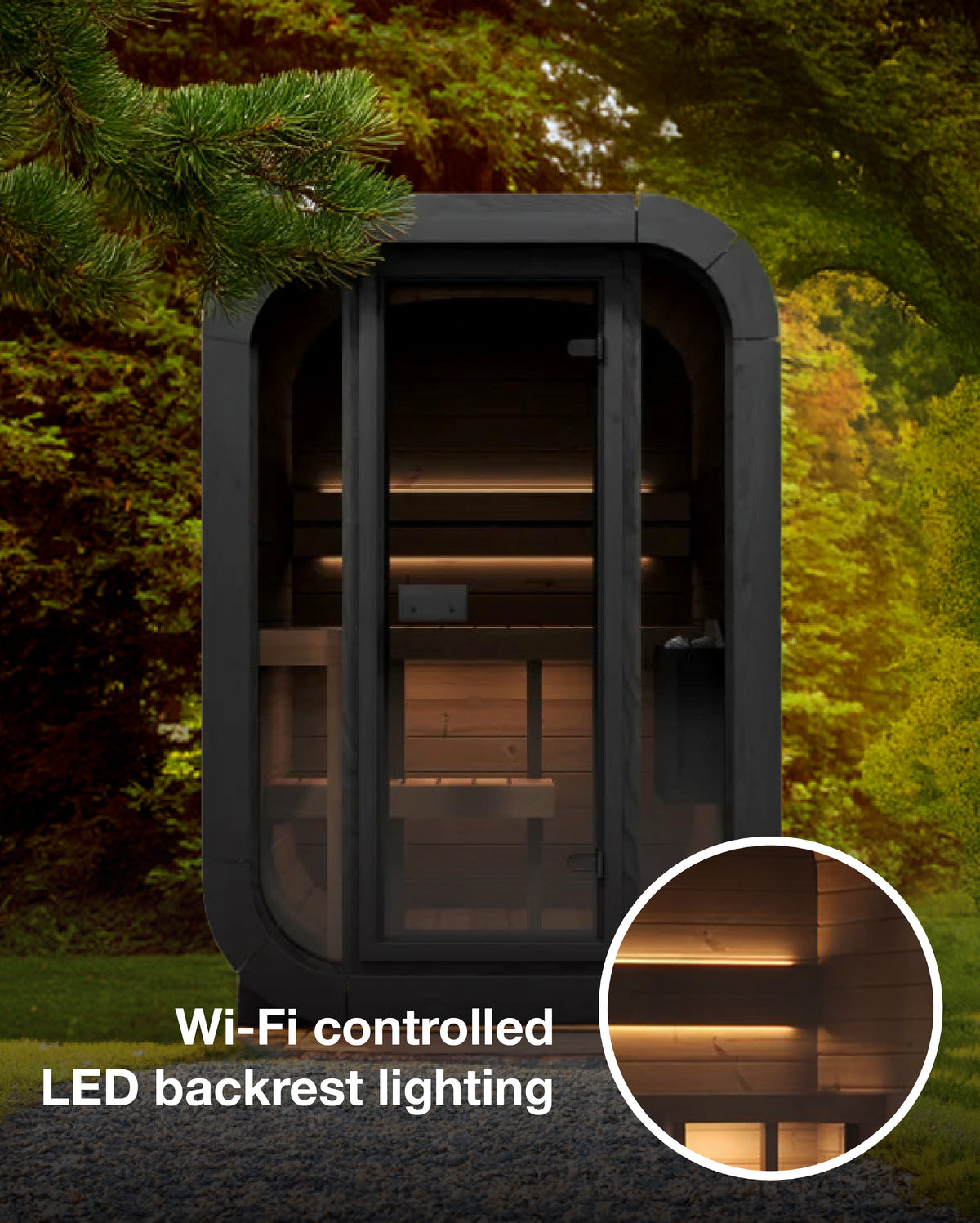 SaunaLife CL3G 2-Person Outdoor Sauna Kit — SL CL3G Feature Lighting