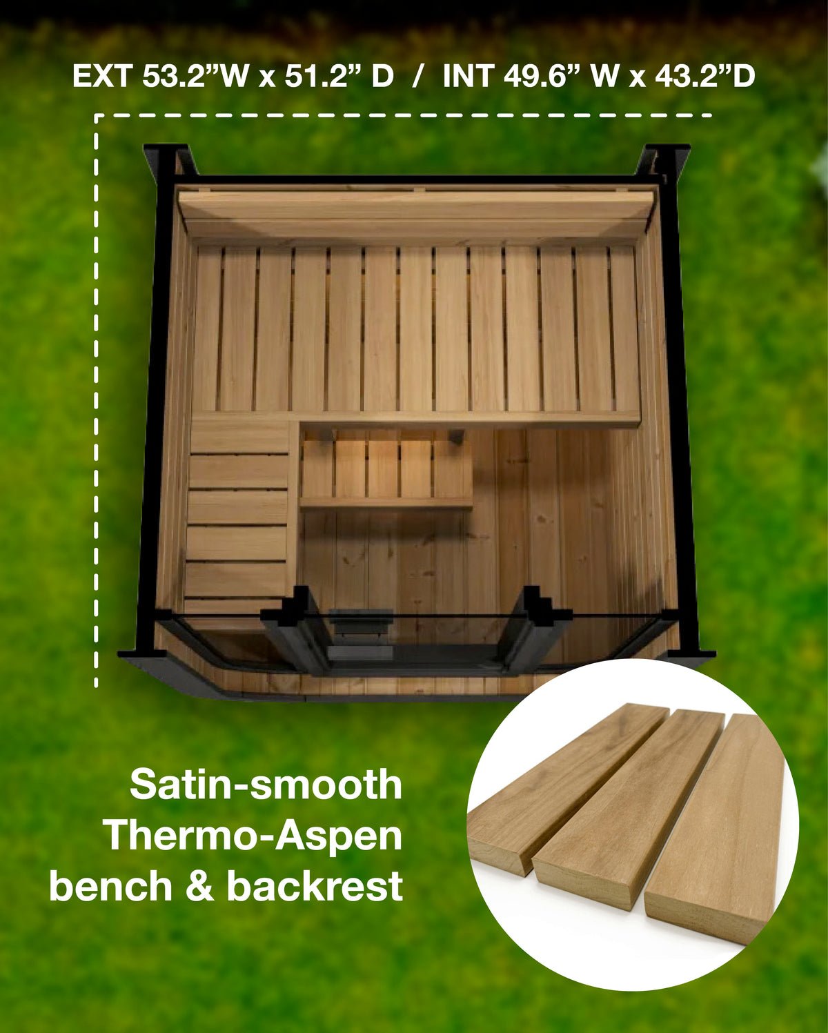 SaunaLife CL3G 2-Person Outdoor Sauna Kit — SL CL3G Features Bench Backrest