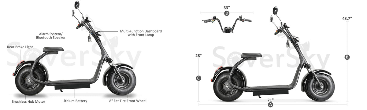 SoverSky SL01 2000W Off-Road Fat Tire Electric Scooter