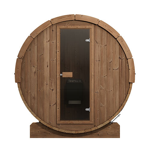 SaunaLife Model E6 Outdoor Barrel Sauna Kit – Ergo Series, Up to 3 Persons, Thermo-Spruce