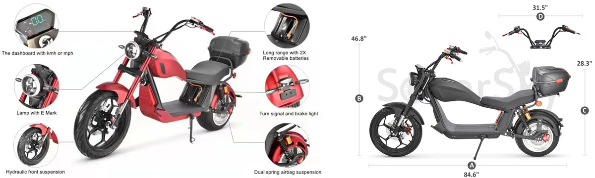 SoverSky M10 Electric Scooter – 45 MPH Top Speed, 100 Mile Range, 3000W Motor