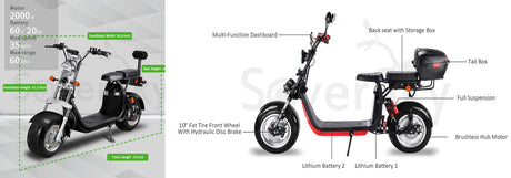 SoverSky SL1.0 3000 W Fat Tire Moped Scooter