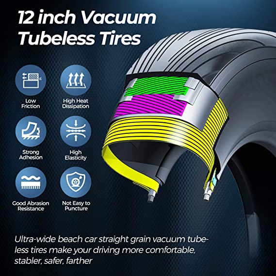 12-inch tubeless fat tires on SoverSky M3P for grip and comfort

