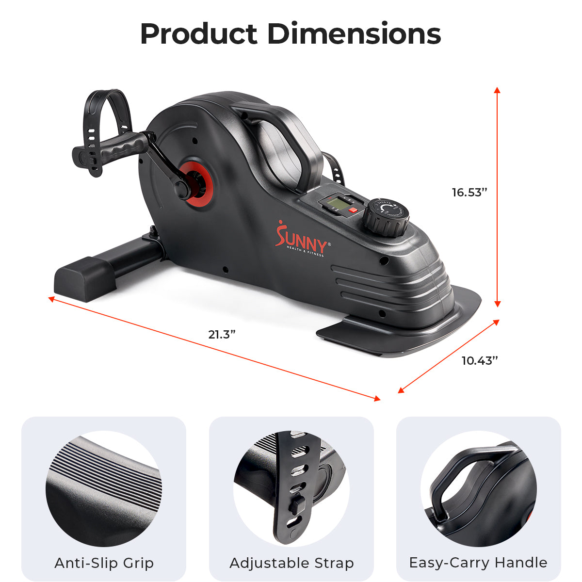 Sunny Health & Fitness Smart Under Desk Magnetic Cycle