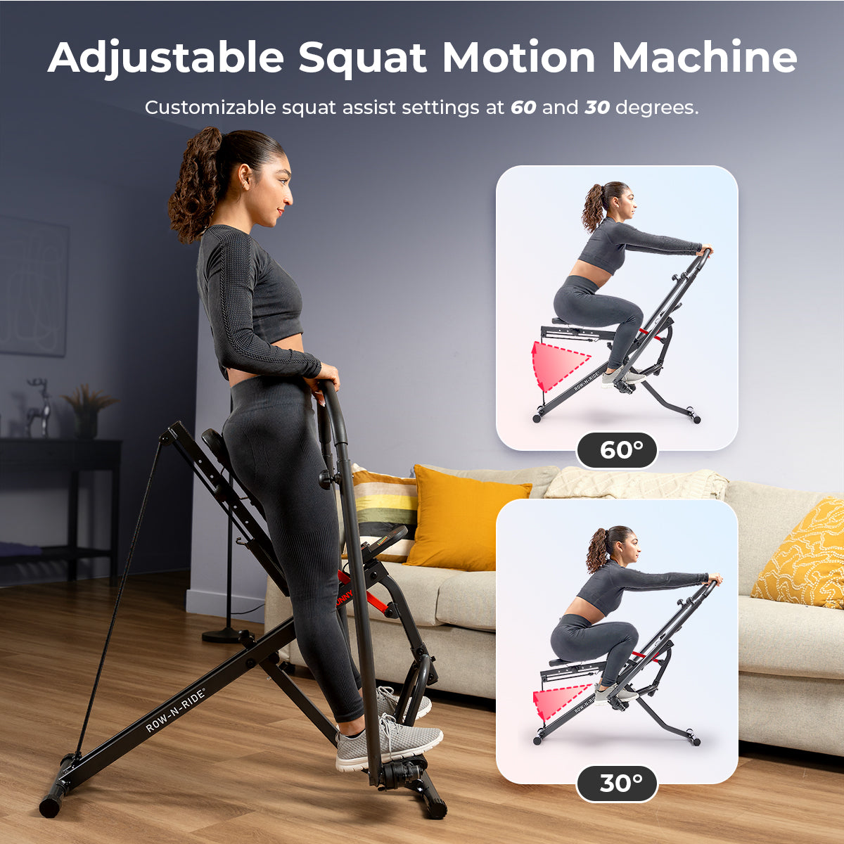 Sunny Health & Fitness Full Body Adjustable Multifunction Smart Row-N-Ride® Trainer