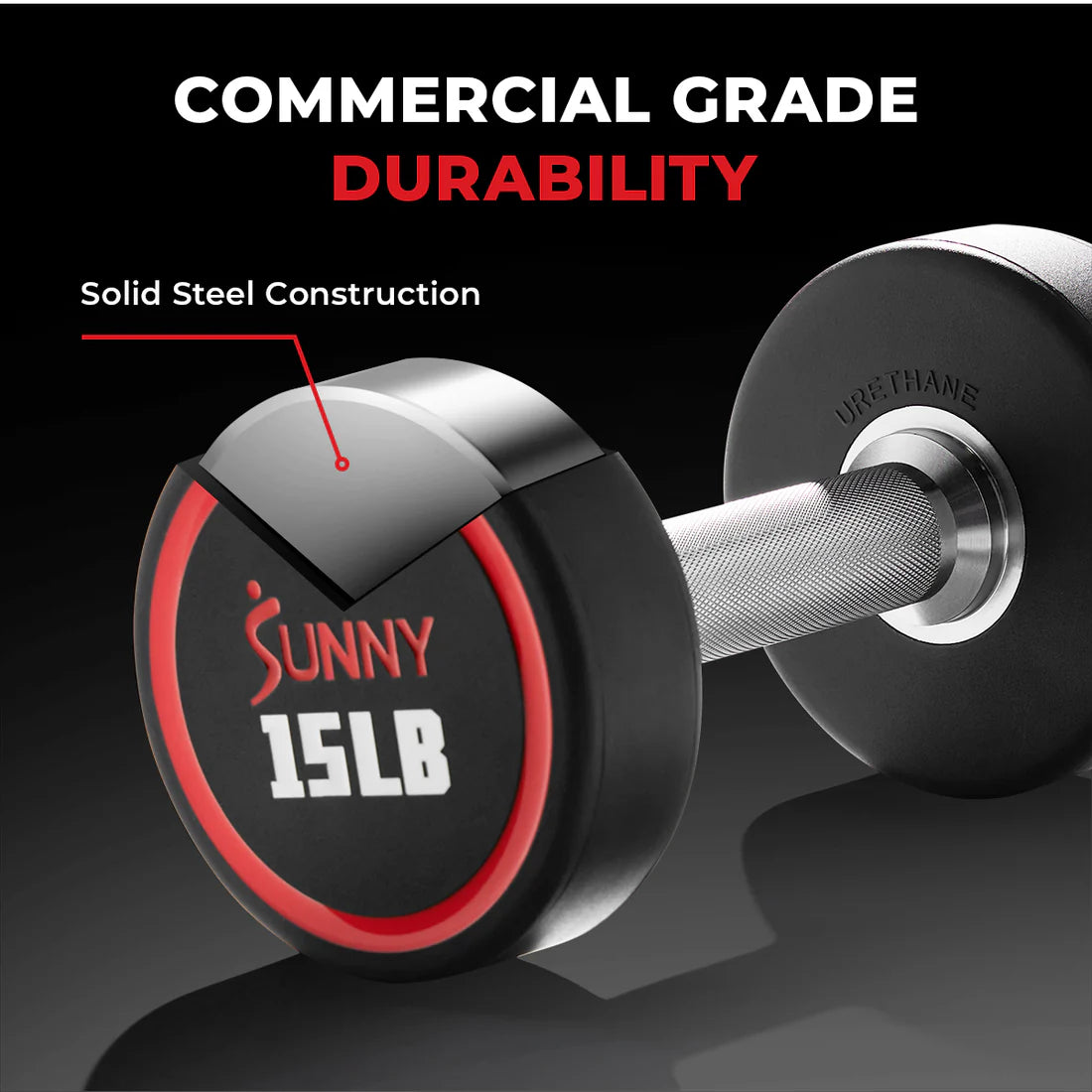 Sunny Health & Fitness Signature Style Polyurethane Round Dumbbell