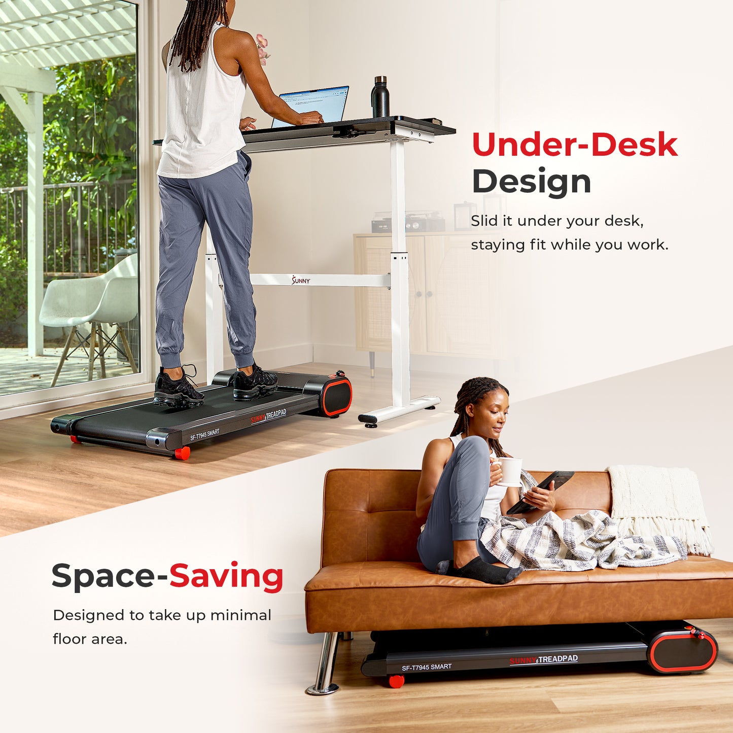 Sunny Health & Fitness Smart Slim Under Desk Walking Treadpad