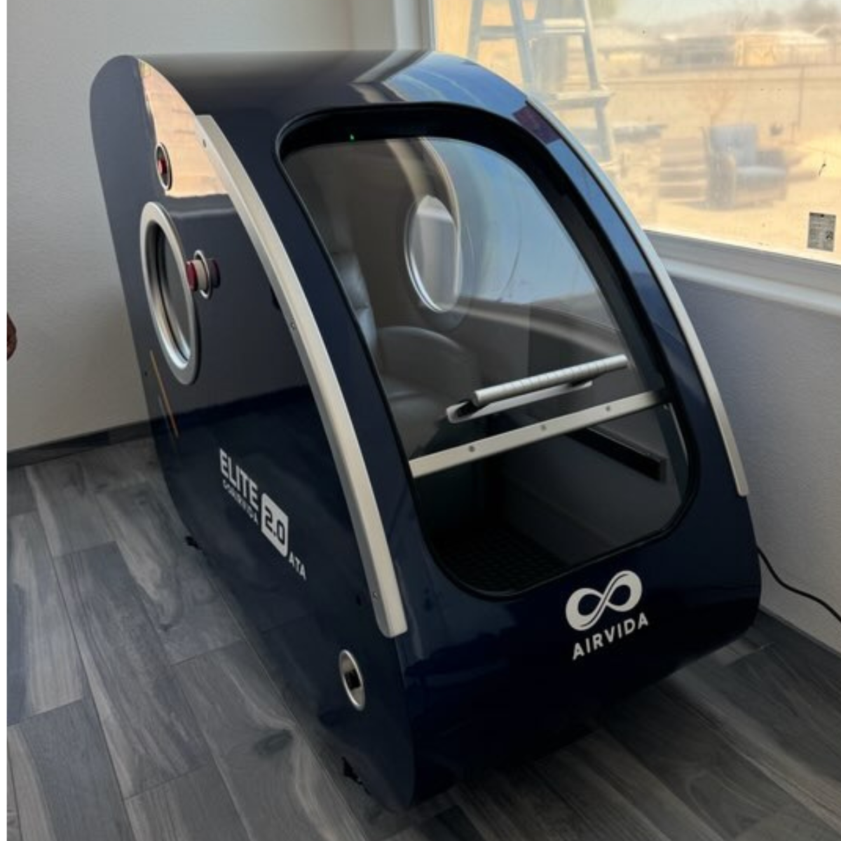 Airvida Elite 1.3–2.0 ATA Hard Shell Sitting Hyperbaric Chamber — Stainless Steel Wellness System
