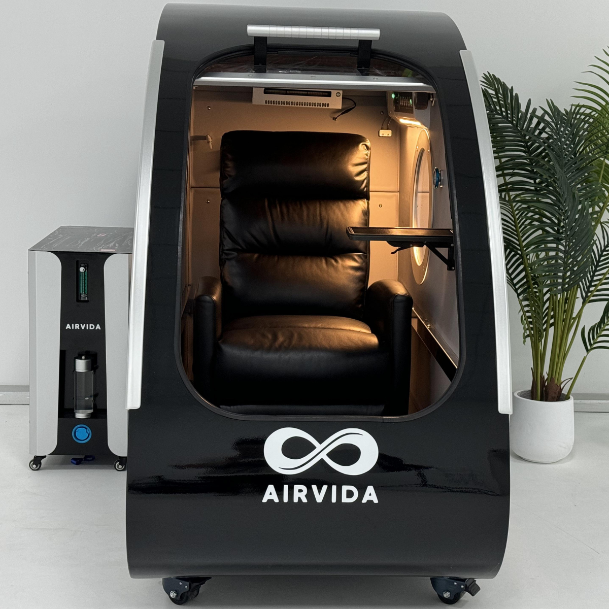 Airvida Elite 1.3–2.0 ATA Hard Shell Sitting Hyperbaric Chamber — Stainless Steel Wellness System