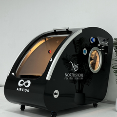 Airvida Elite 1.3–2.0 ATA Hard Shell Sitting Hyperbaric Chamber — Stainless Steel Wellness System