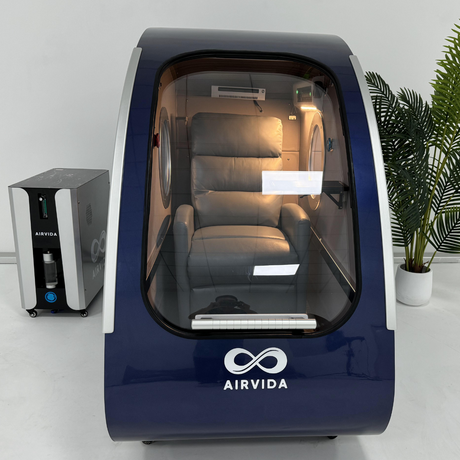 Airvida Elite 1.3–2.0 ATA Hard Shell Sitting Hyperbaric Chamber — Stainless Steel Wellness System