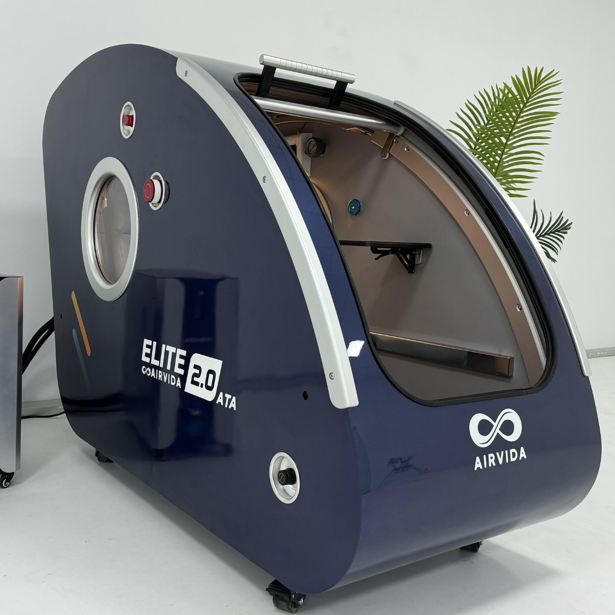 Airvida Elite 1.3–2.0 ATA Hard Shell Sitting Hyperbaric Chamber — Stainless Steel Wellness System