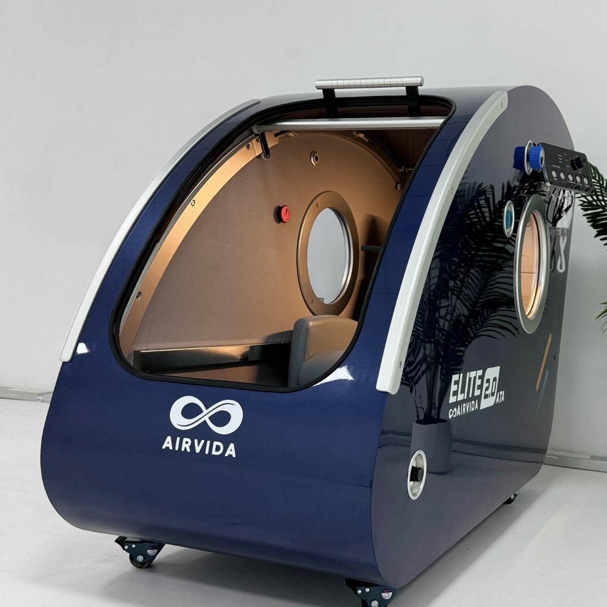 Airvida Elite 1.3–2.0 ATA Hard Shell Sitting Hyperbaric Chamber — Stainless Steel Wellness System