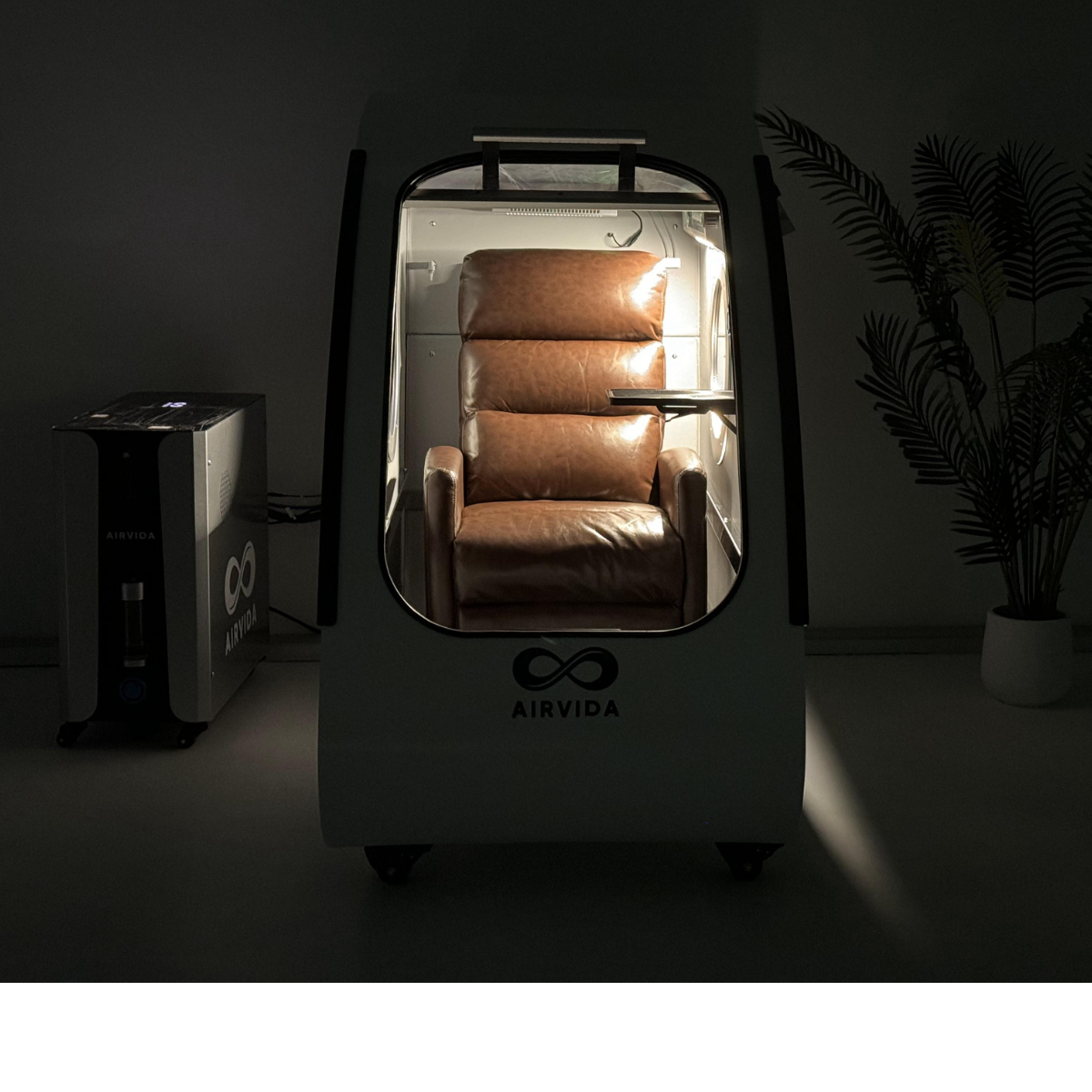 Airvida Elite 1.3–2.0 ATA Hard Shell Sitting Hyperbaric Chamber — Stainless Steel Wellness System