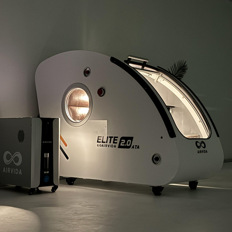 Airvida Elite 1.3–2.0 ATA Hard Shell Sitting Hyperbaric Chamber — Stainless Steel Wellness System