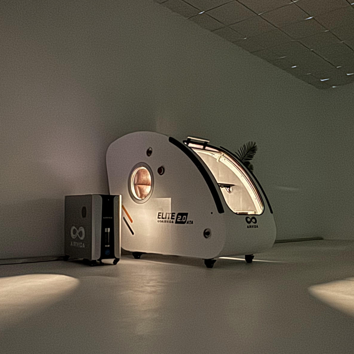 Airvida Elite 1.3–2.0 ATA Hard Shell Sitting Hyperbaric Chamber — Stainless Steel Wellness System