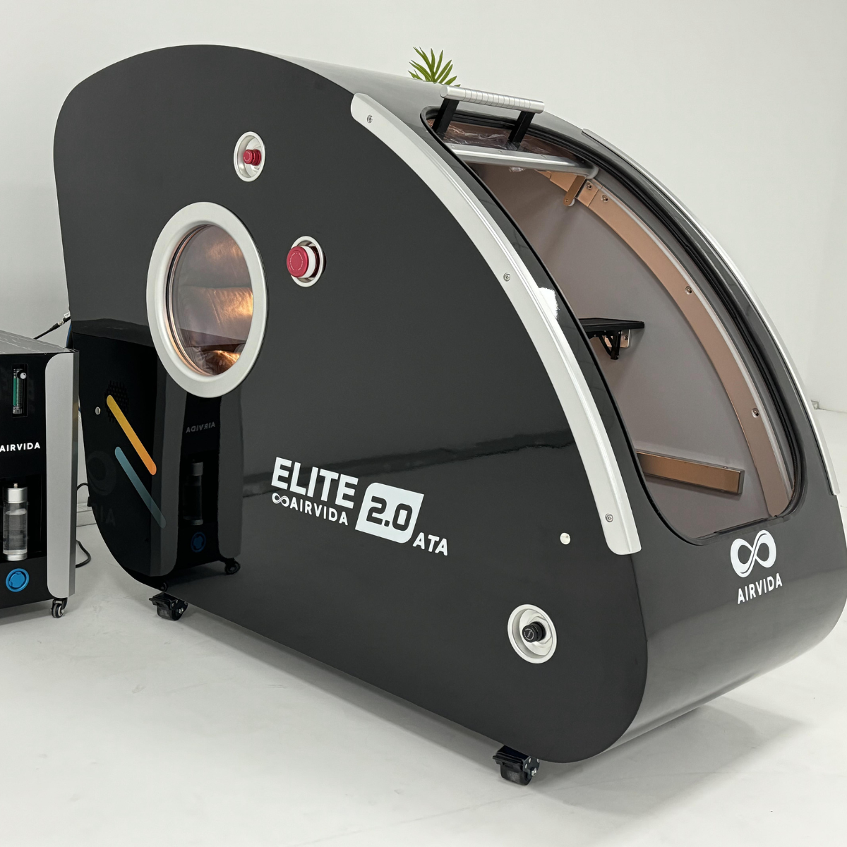 Airvida Elite 1.3–2.0 ATA Hard Shell Sitting Hyperbaric Chamber — Stainless Steel Wellness System