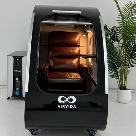 Airvida Elite 1.3–2.0 ATA Hard Shell Sitting Hyperbaric Chamber — Stainless Steel Wellness System