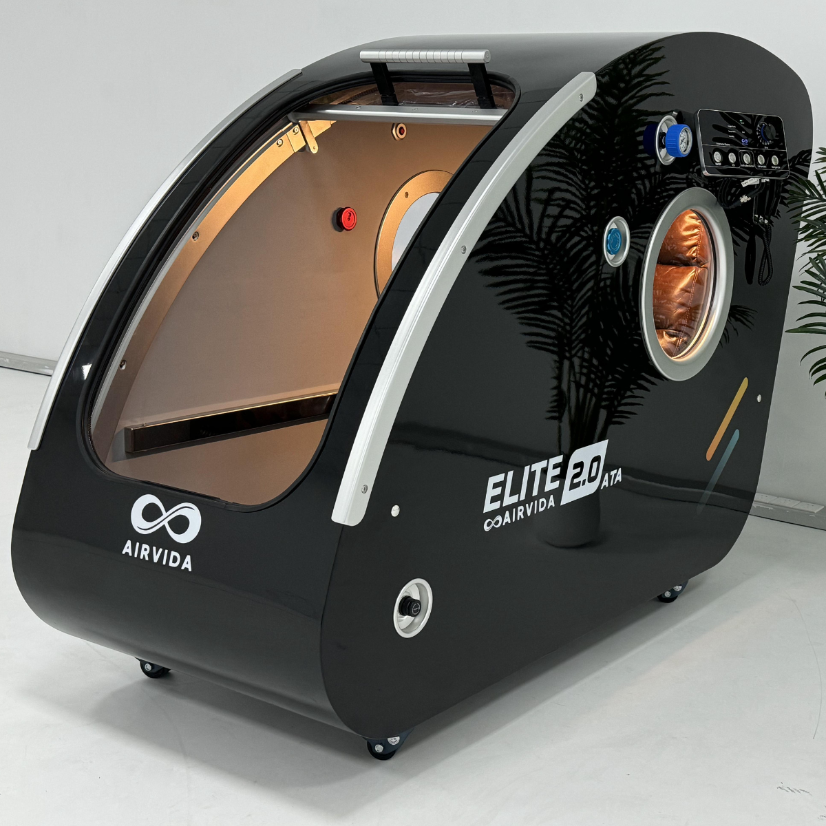 Airvida Elite 1.3–2.0 ATA Hard Shell Sitting Hyperbaric Chamber — Stainless Steel Wellness System