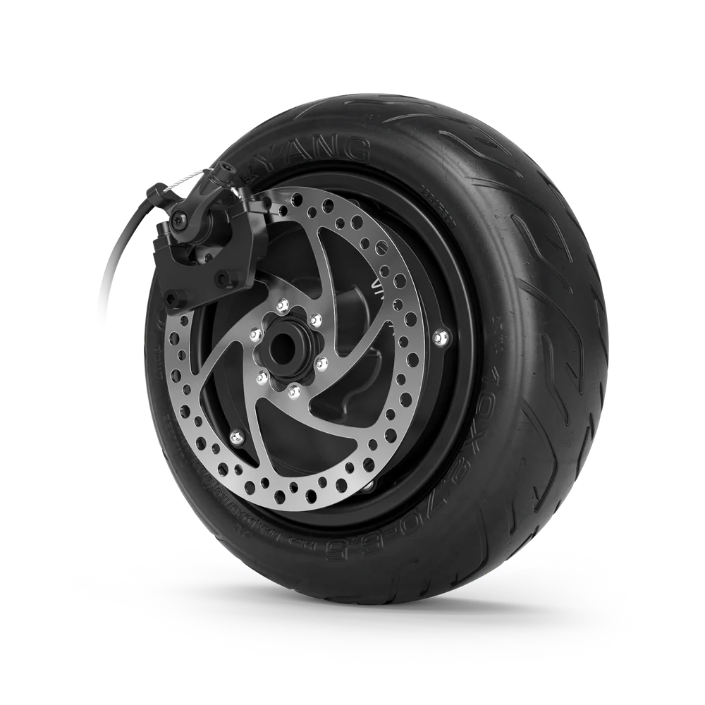 Electric scooter with tubeless tires and dual brakes
