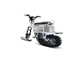White electric bike with tracks on a white background